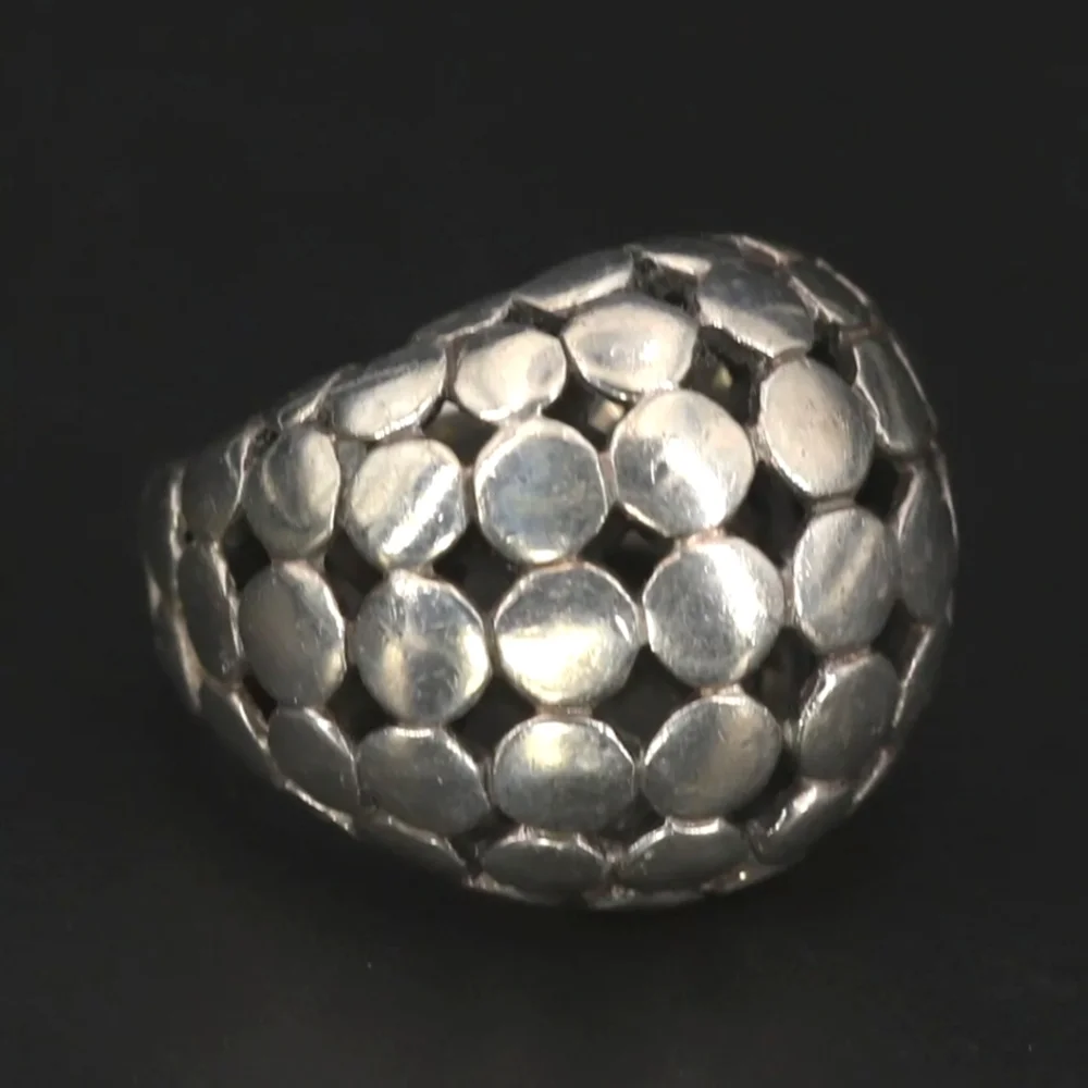 Modernist Pebbled Tapered Band Ring Size 6.25 - heavy 11g